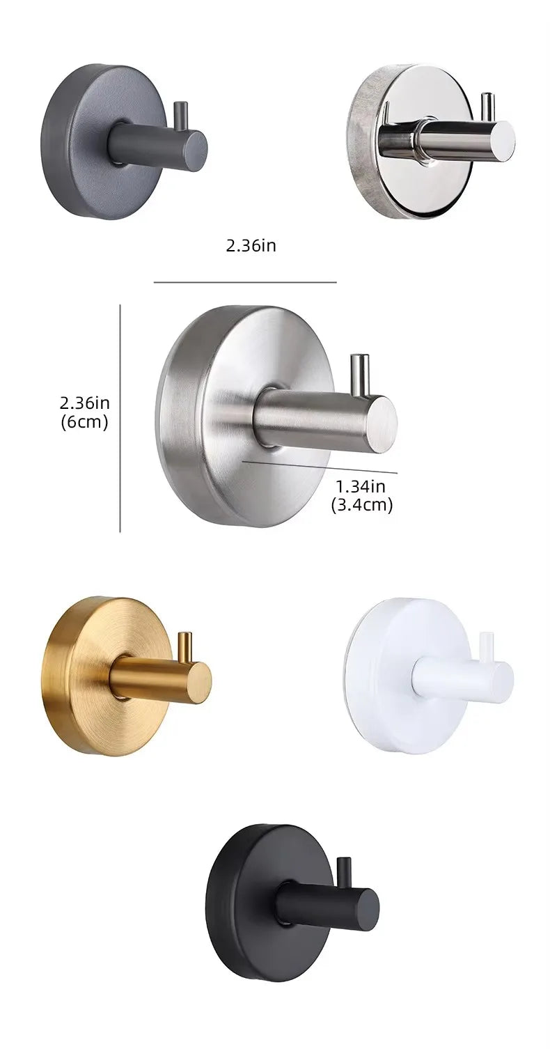 YOTO Stainless Steel Wall Mounted Coat Rack Self-Adhesive Modern Design Bathroom and Kitchen Towel Hook Gancho Adesivo Parede